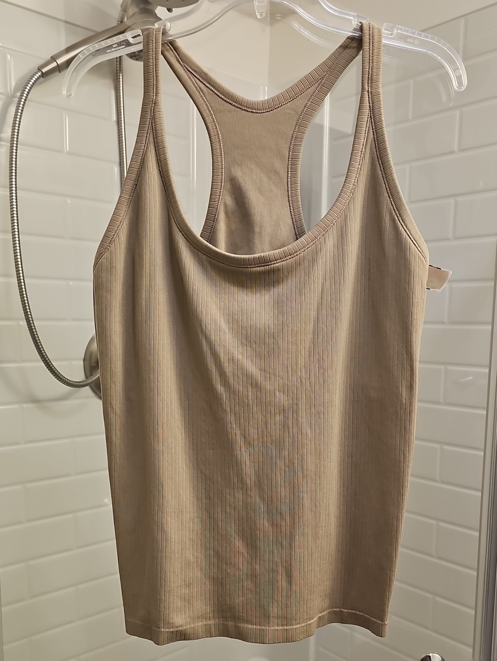 DSG Women's Ribbed Seamless Support Racerback Tank Top - Warm Stone. NWT.